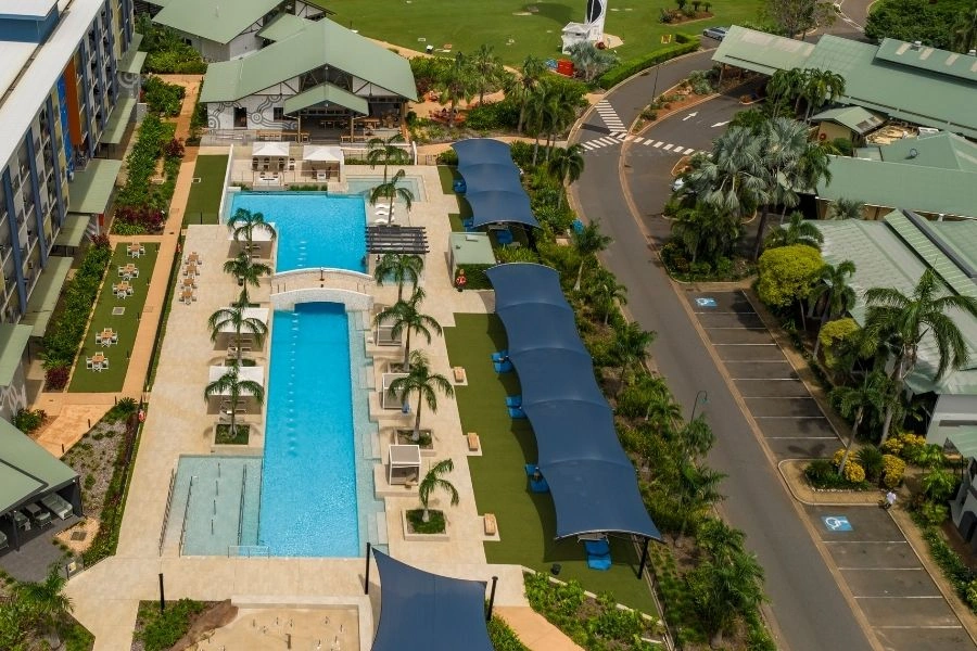 Mercure Darwin Airport Resort pool from the air
